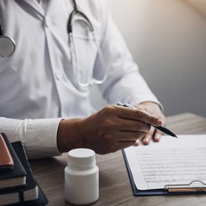 Doctor talking to a patient in a clinic
