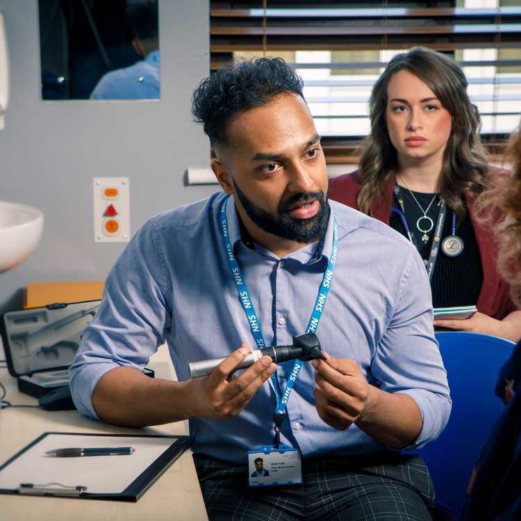 Medicine student on a GP clinical placement, in a consultation with a patient