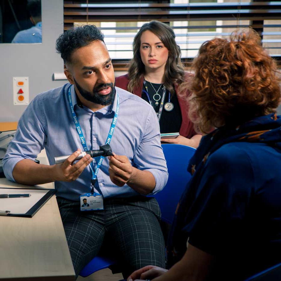 Medicine student on a GP clinical placement, in a consultation with a patient