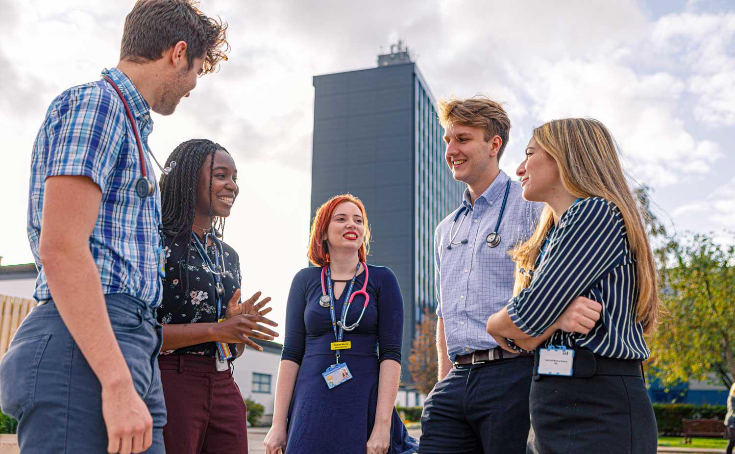Medical students outside Hull Royal Infirmary