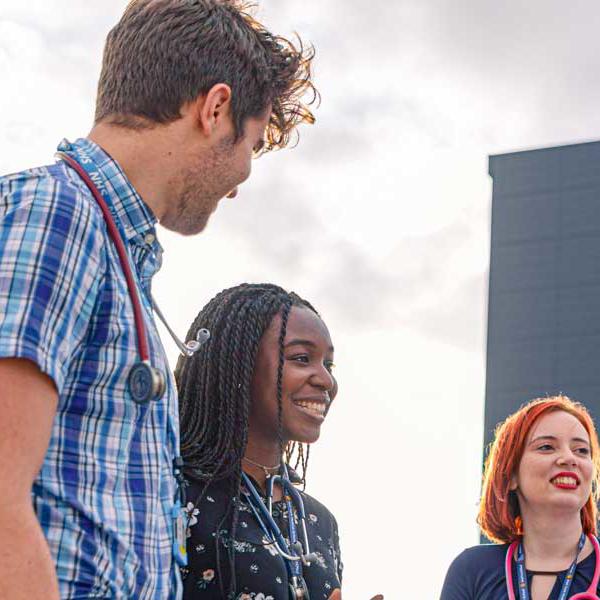 Medical students outside Hull Royal Infirmary