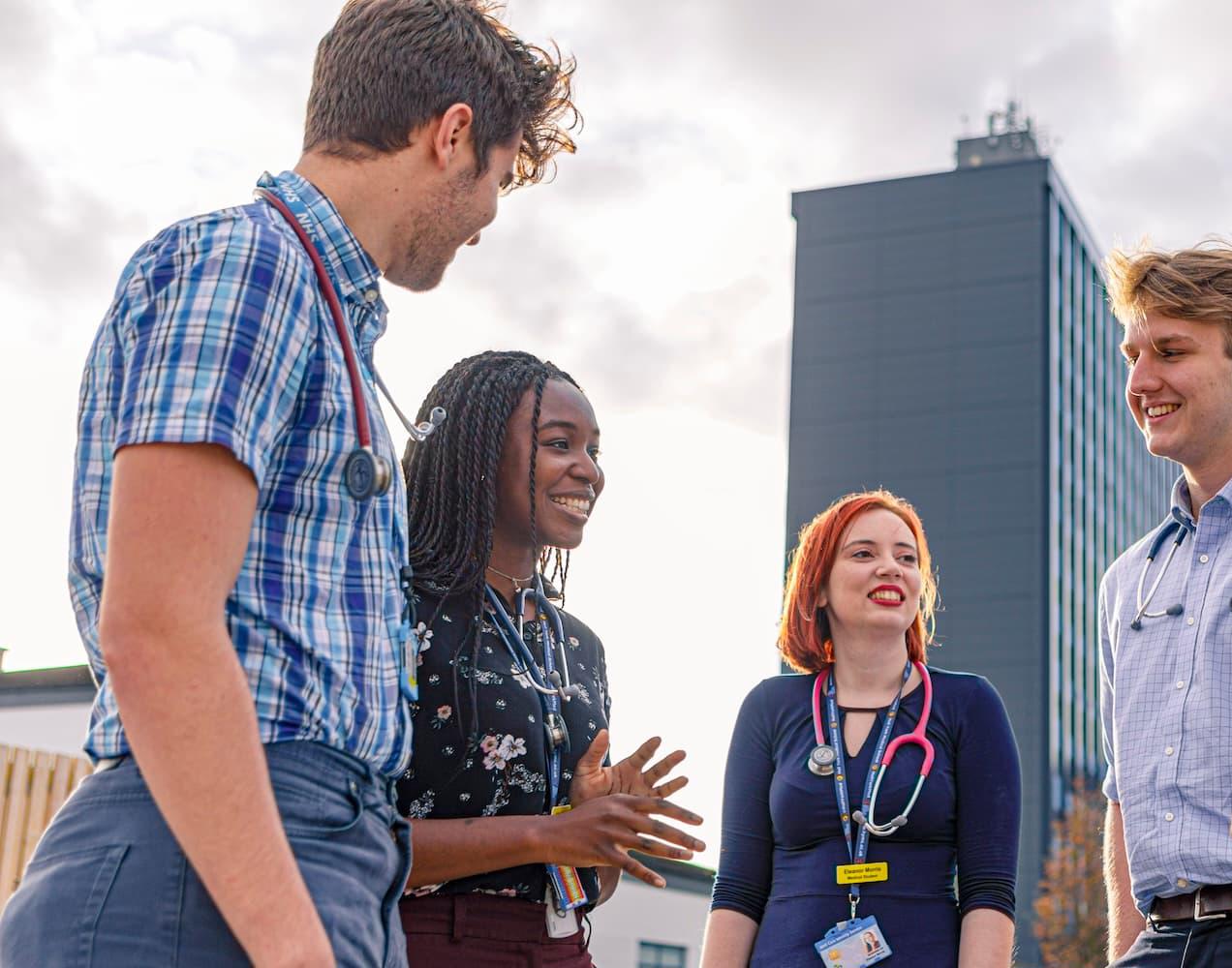 Medical students outside Hull Royal Infirmary
