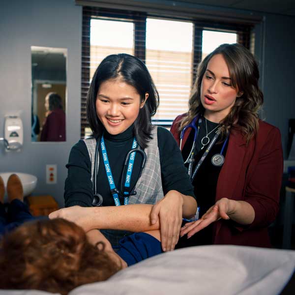 Medicine student on a clinical placement with Dr Laura Cunliffe