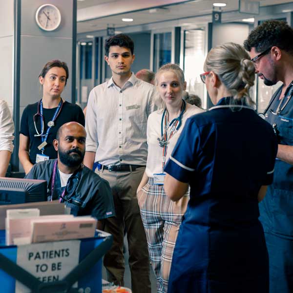 Medicine students in ED at Hull Royal Infirmary