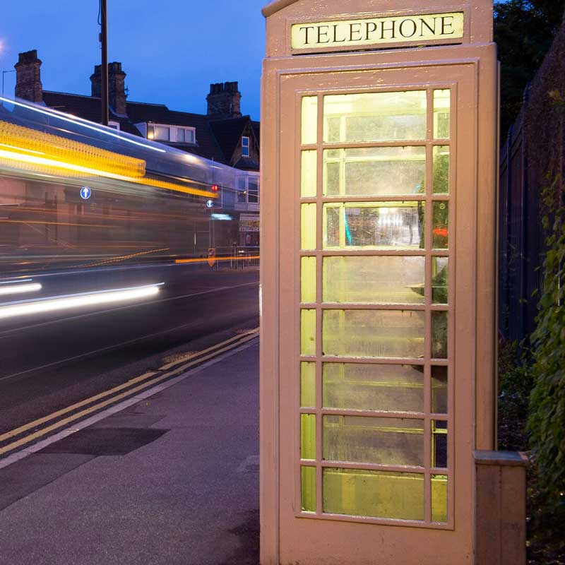 Cream telephone box