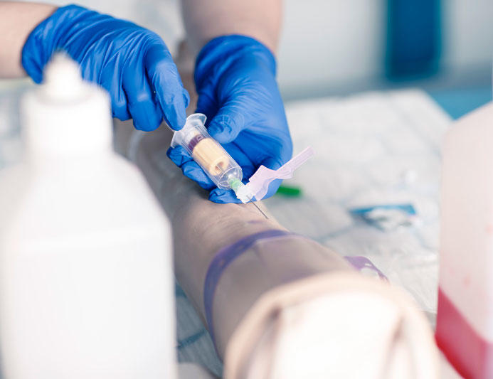 Practicing taking bloods