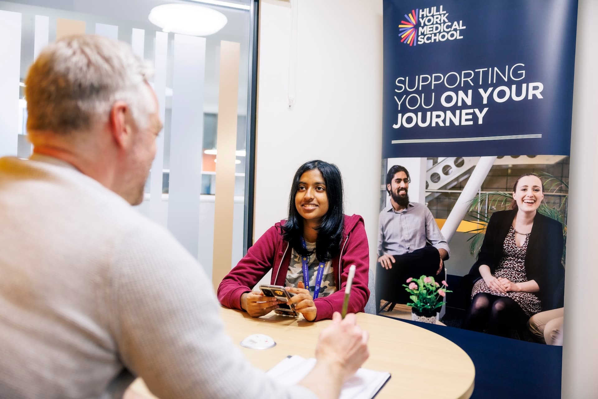 A Hull York Medical School student in a support session