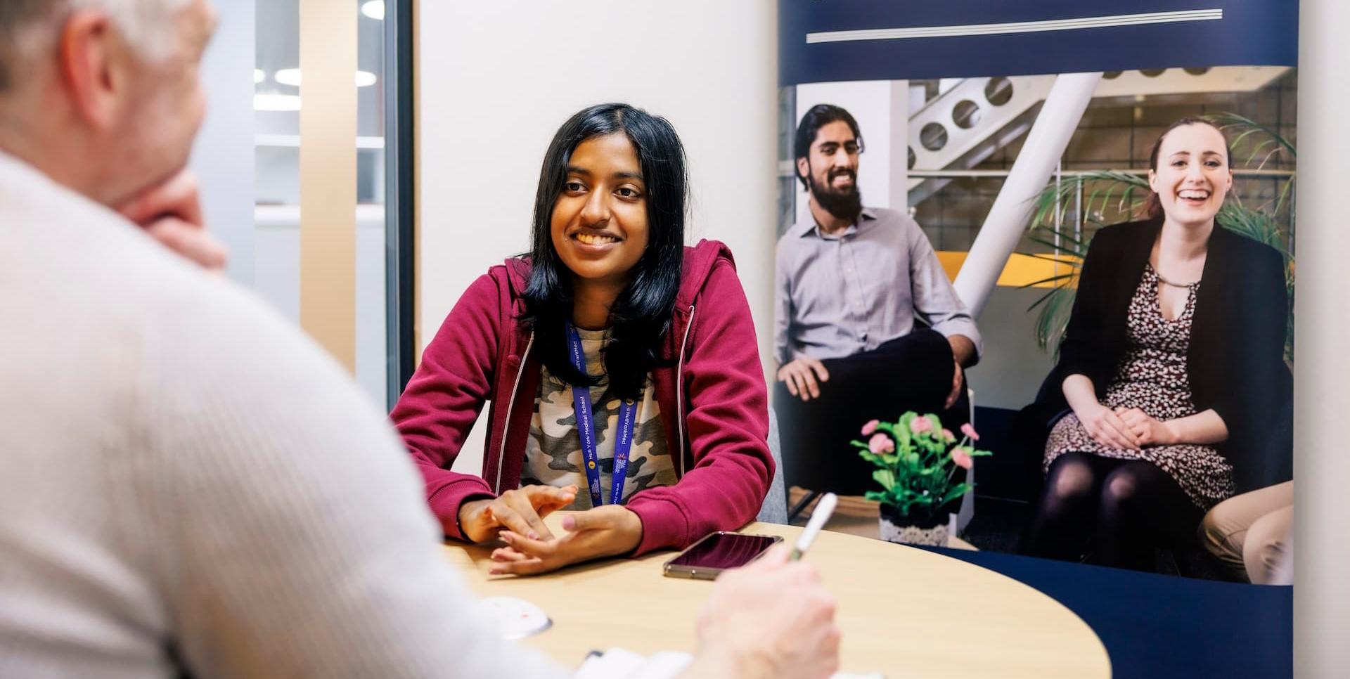 A Hull York Medical School student in a support session