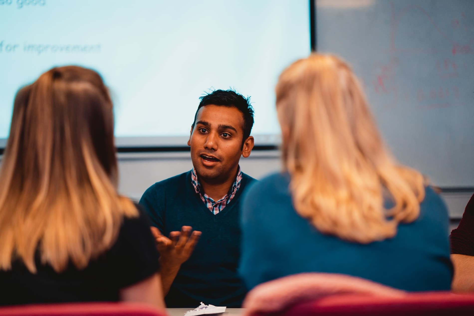 Health Professions Education students in discussion at at a study day