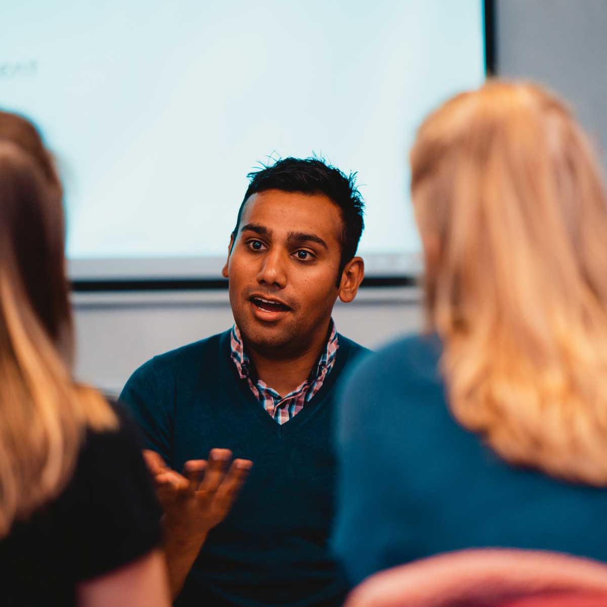Health Professions Education students in discussion