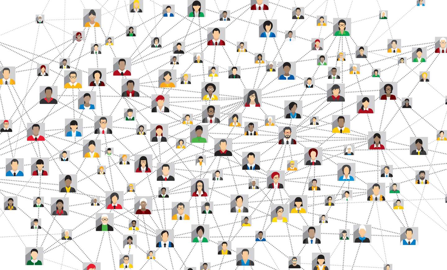 Illustration of people icons all connected by lines