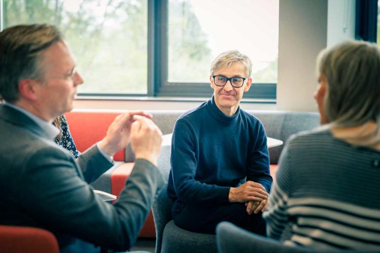 Mental health researchers collaborating with each other