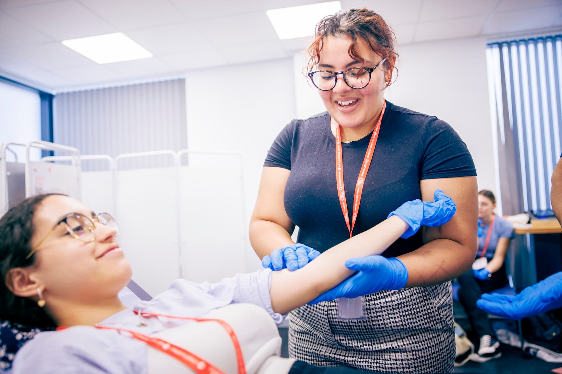 College students take part in a clinical skills session